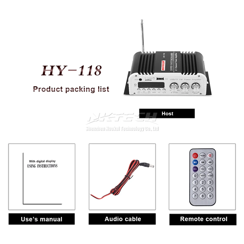 Автомобильный усилитель мощности NKTECH HY 118 цифровой аудиоплеер Bluetooth 2 1 каналов 45