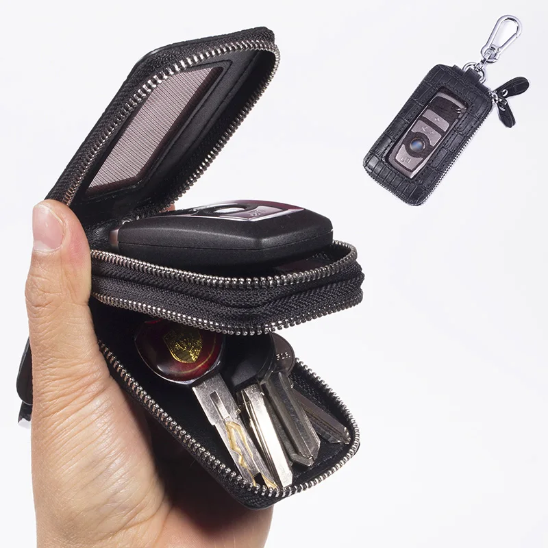 Кожаный чехол для ключей мужчин многофункциональная вместительная подвесная