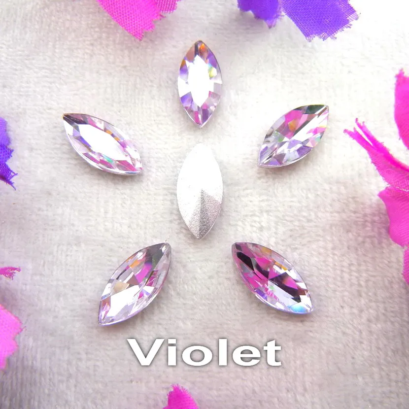 A19 Violet Стеклянный кристалл 8 размеров цвета Наветт конский глаз Маркиза Форма клей стразы кристаллы рукоделие nailart чехол для телефона diy - Цвет: A19 Violet