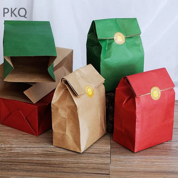 20 шт оптом коричневые/красные крафт-бумажные пакеты подарочные запеченные