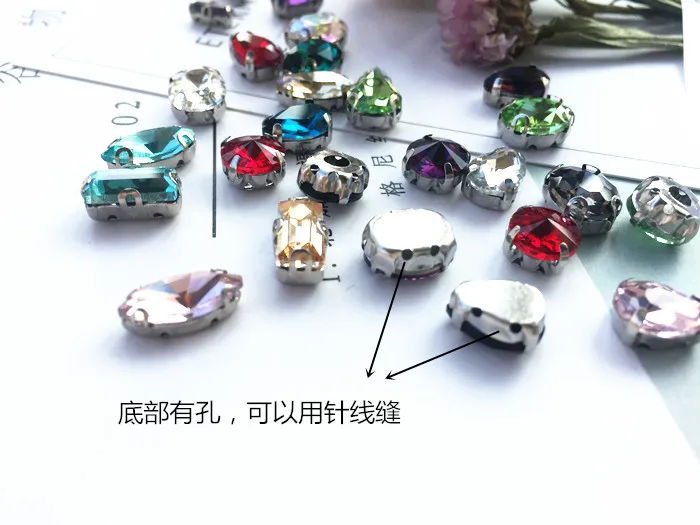 100 шт. кнопки Стразы различной формы с отверстием материал для шитья овальные