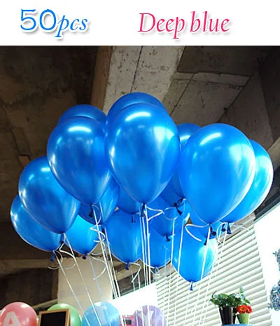 50pcs Dark blue 50 шт., украшения для дня рождения, Детские шары, 10 дюймов, 1,5 г, латексные шары, розовые, золотые, жемчужные, для свадебной вечеринки, воздушные шары, украшения - Цвет: 50pcs Dark blue