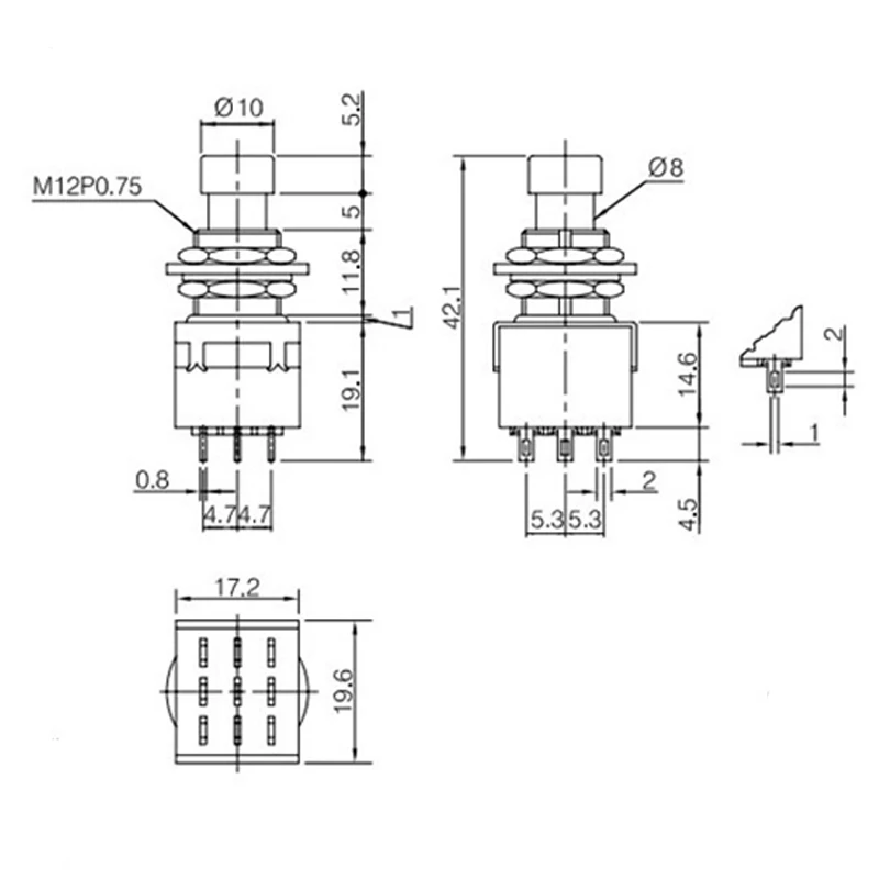 3PDT 9-контактный Гитарный Эффект кнопочный переключатель Педальный для ног гитары