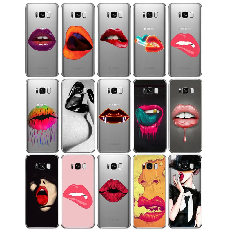 N382 Sexy Lips Soft TPU Silicone Cover For Samsung Galaxy S5 S6 S7 S8 S9 S10 5G S10E Lite Edge Plus Case |