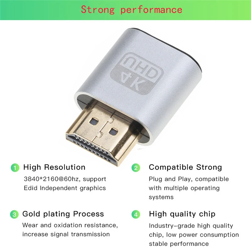 2019 HDMI адаптер для замены дисплея 4 K VGA Виртуальная вилка виртуальный эмулятор DDC