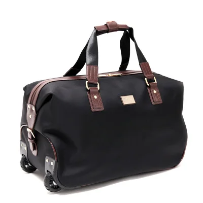 20 inch black Улучшенное Качество Оксфорд бизнес сумки на колёсиках емкость расширяемая Дорожная сумка Мужская тележка мягкая мужская Студенческая сумка чемодан - Цвет: 20 inch black
