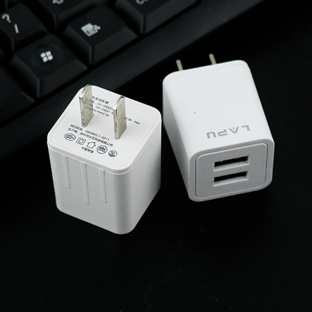 Вилка стандарта США два USB порта настенный адаптер зарядное устройство 2 1 А