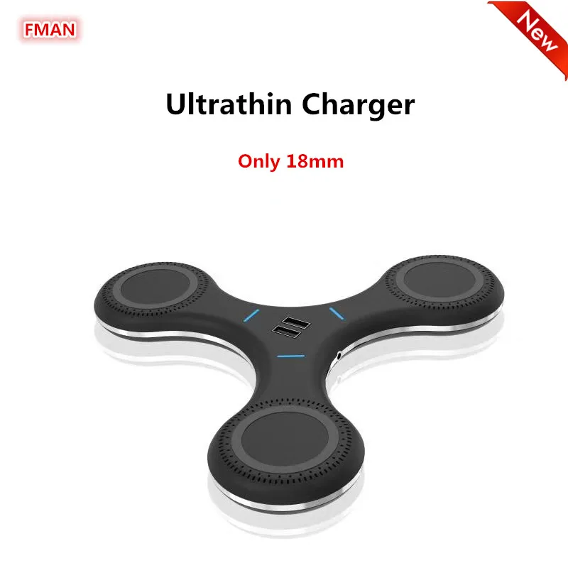 FMAN 3 беспроводной 2 USB выхода зарядное устройство Pad для iPhone 5/6/7/8/X Plus Samsung Galaxy S6 S7 S8