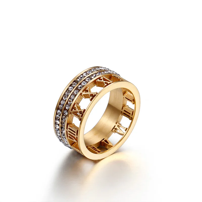 Модные панк Кристалл римскими цифрами цвет серебристый Золотой Титан Сталь