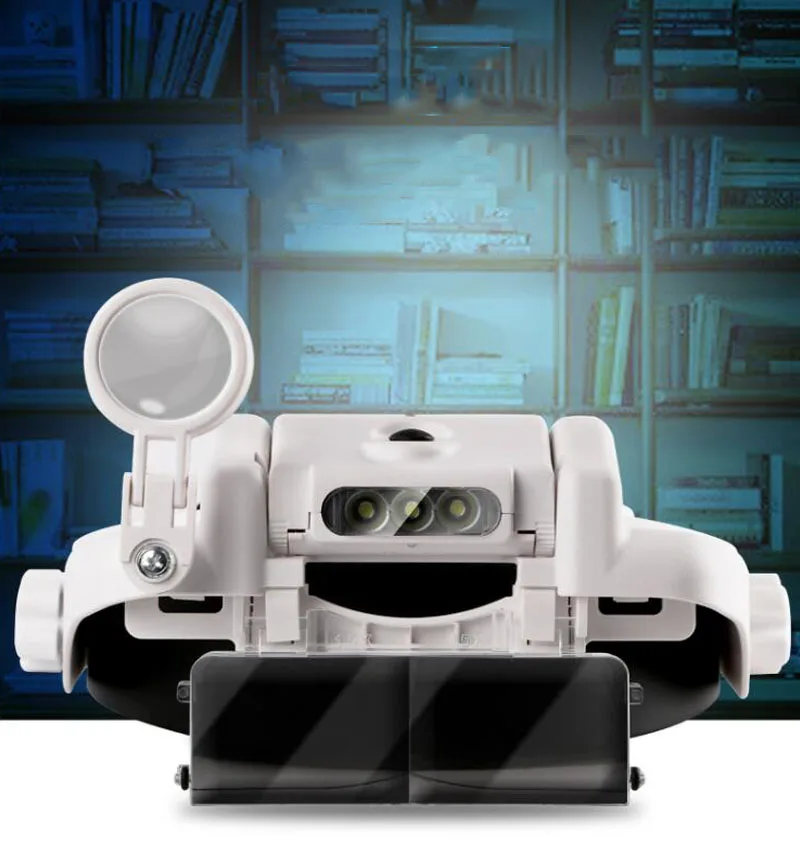 

1.5X 2X Headset Glasses Magnifying Glass Eye Protection Optical Lens Magnifier 4 LED Lamp Reading Clock Repair Magnifier