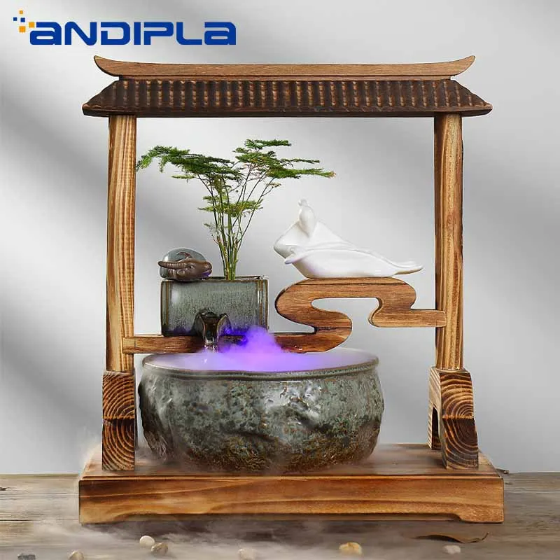 110/220 V Классический китайский стиль Zen орнамент повезло Керамика фонтан Office для