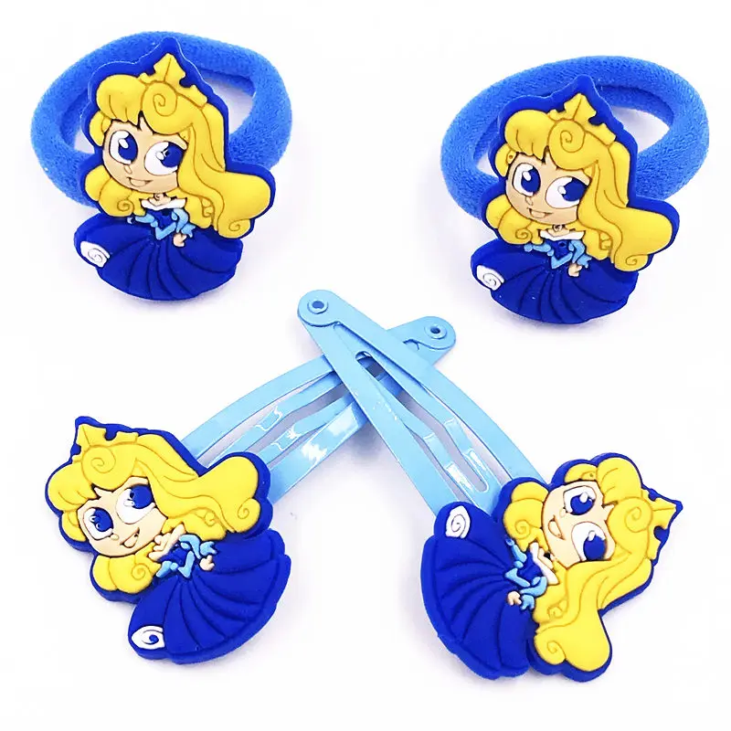 1lot=4pcs Princess Girls Elastic Rubber Bands Hair Ties Gum Cartoon Ponytail Holders Accessories clips BB pins | Детская одежда и