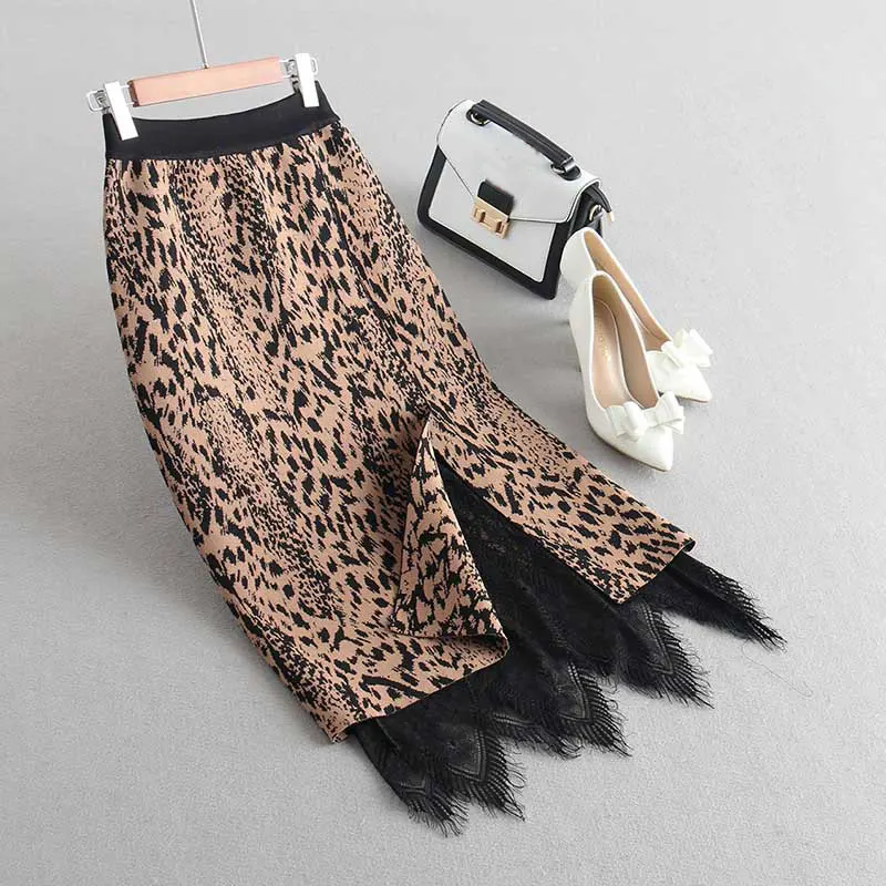 2019 Женская Осенняя вязаная облегающая юбка высокая талия хорошее качество