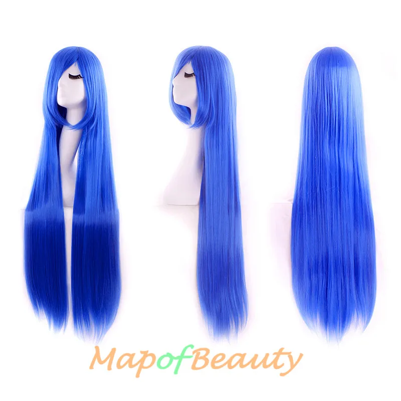 MapofBeauty 39 &quotДлинные прямые парики для косплея Черный Розовый Красный Золотой