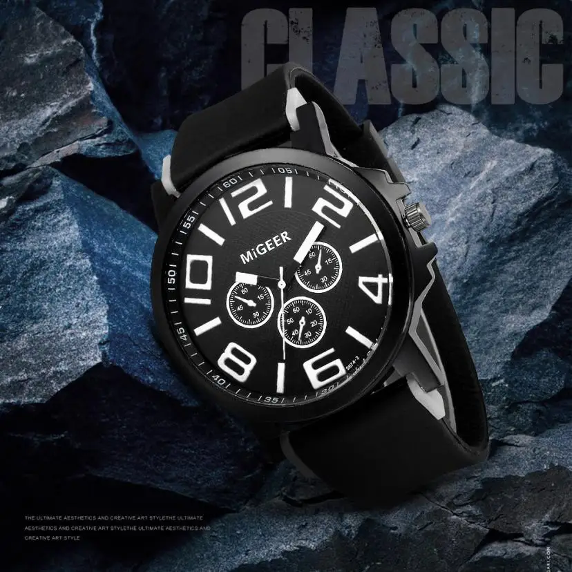 

Silicone Watch Luxury Men Cool Watches Analog Military Sports Watch Quartz Male Wristwatches Hour Relogio Masculino #D