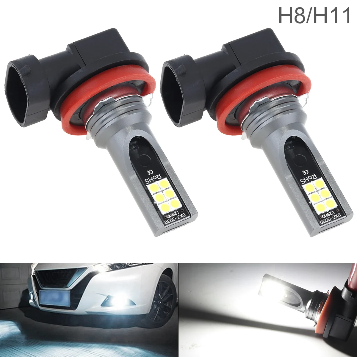 2 шт. Противотуманные фары Дневные Фары Лампы 12V H8 H11 3030 SMD светильник s 800LM 6500 K-7500 K белый, вождения, бега, Светодиодный прожектор лампы светодиодные лампы светодиод Светодиодная лампа светильник лампы для передних и задних фонарей