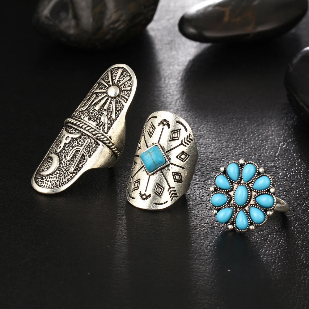 Кольцо женское Винтажное с цветами 9 шт. | Украшения и аксессуары