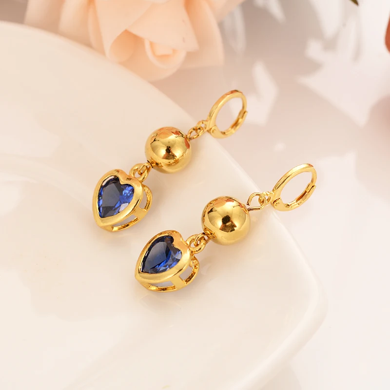 Gold Color Jewelry Fashion crystal cz stone heart Earrings Christmas Gift For Girls Kids Lady wedding bridal party PNG jewelry | Украшения