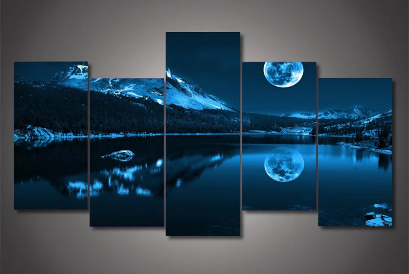 5 шт. Декоративная Настенная картина Ночная Луна | Дом и сад