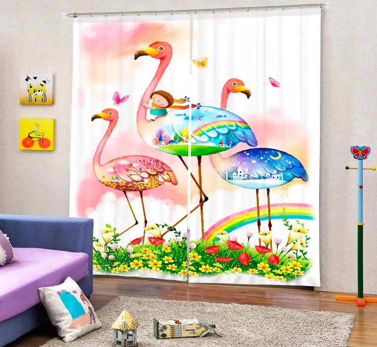 

Luxury Cartoon 3D Blackout Curtains For Living room Bedding roomTapestry Wall Carpet Drapes Cotinas para sala