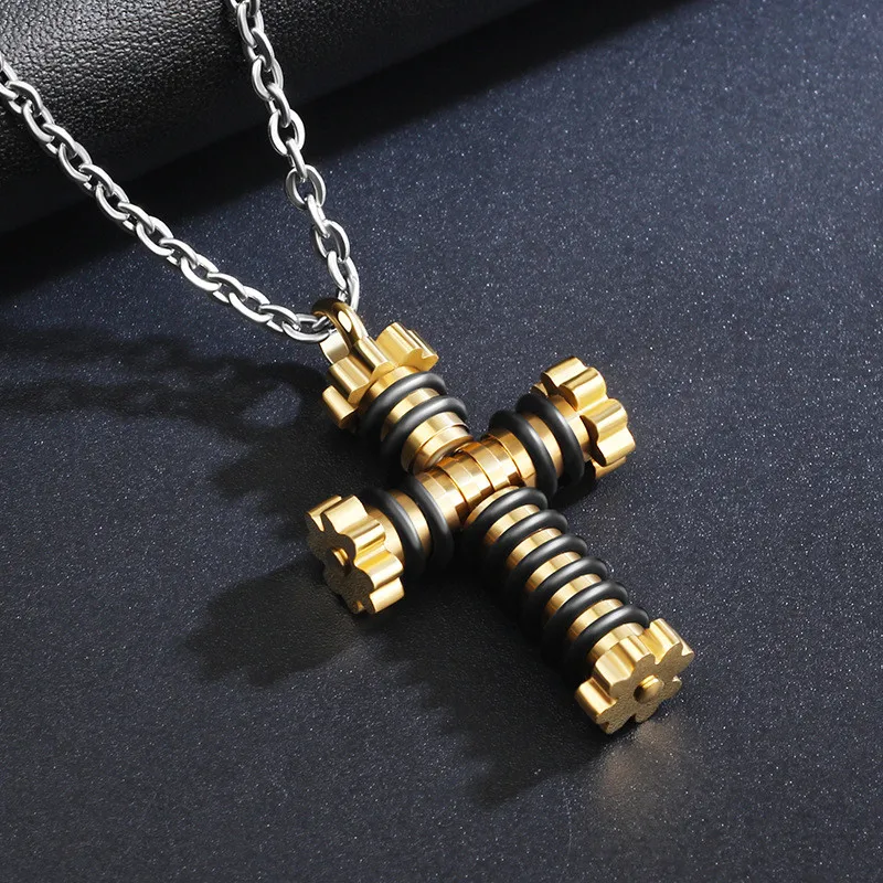 Мужские подвески в стиле панк Gear/Cross/Necklace новые ювелирные изделия из нержавеющей
