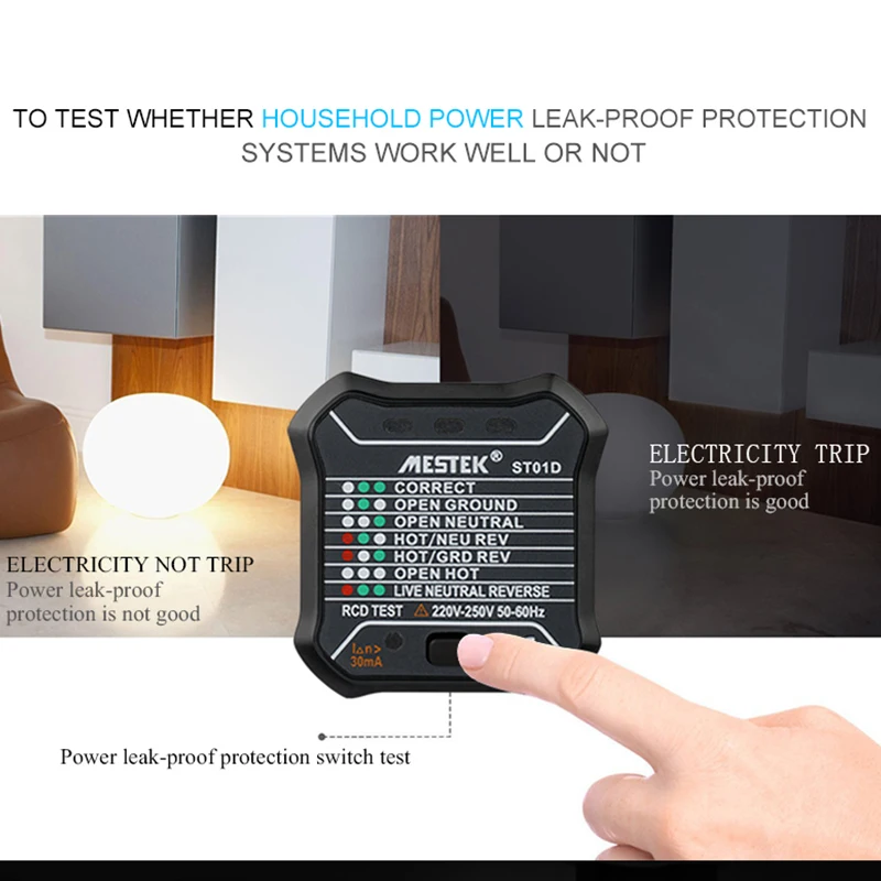 Socket Tester Outlet EU/ UK Plug Automatic Electric Circuit Polarity Voltage Detector Wall Breaker Finder RCD | Инструменты