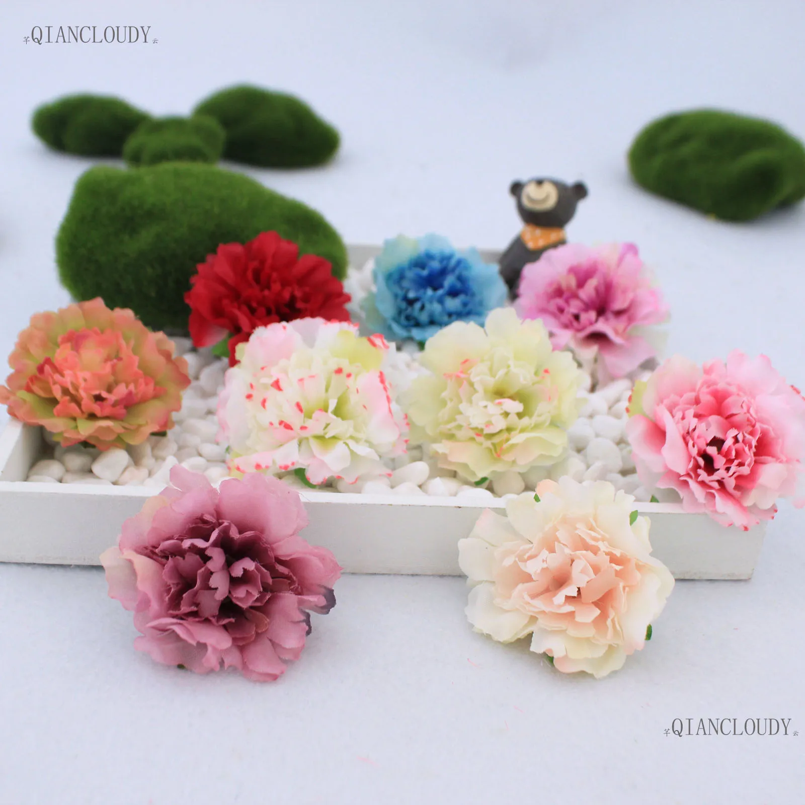 5 штук гвоздики Искусственные Шелковые головки цветов Свадебные украшения