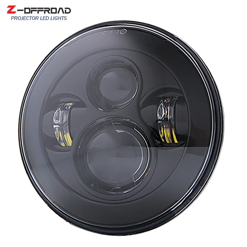 7 дюймовая круглая фара для мотоцикла с черным корпусом Halo H4 black 7in. Кожухи фар