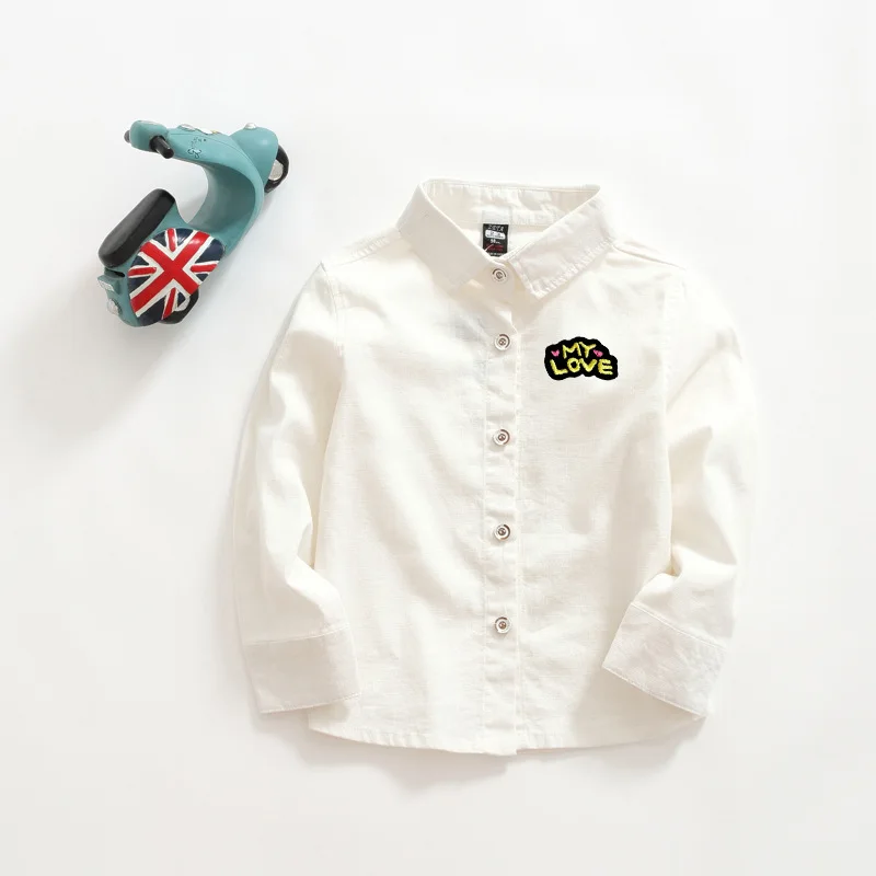 Однотонная детская белая рубашка Новинка 2018 года сезон весна лето хлопковая