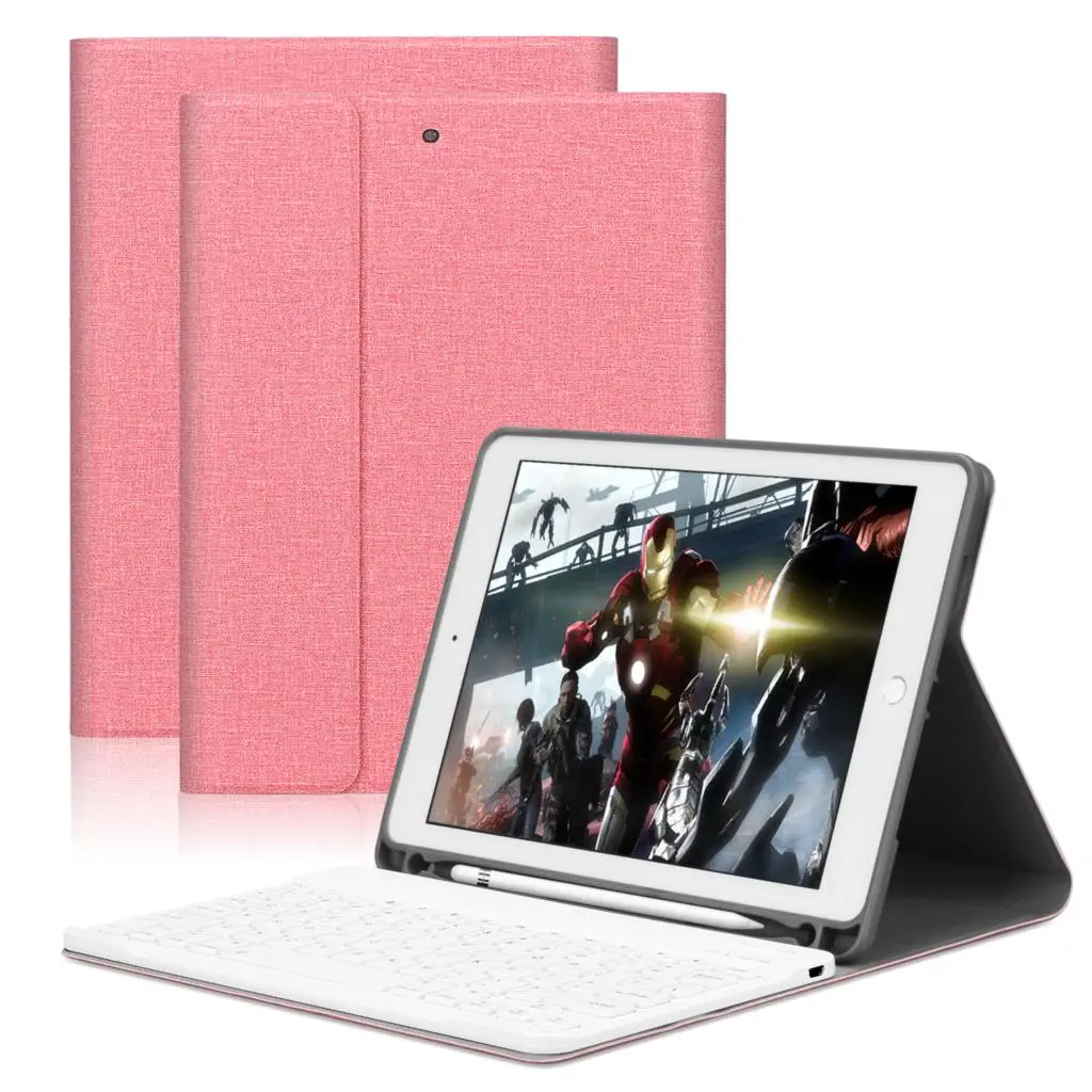 Розовый Чехол для клавиатуры для iPad Pro 10,5 /iPad Air 3 чехол Магнитный умный чехол с карандашом 1" Съемная клавиатура - Цвет: Розовый