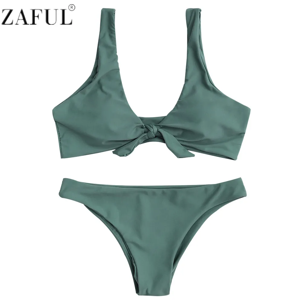 ZAFUL 2017 бикини Для женщин Купальник Новый Однотонная одежда комплект обивка жилет