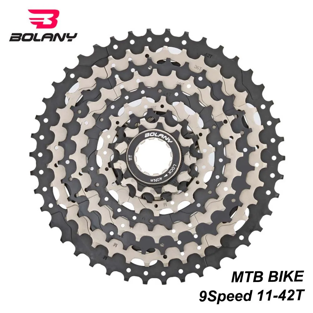 Кассета BOLANY, 9 скоростей, Передаточное отношение, 11-42 T, MTB, велосипедное колесо свободного хода, звездочка, серебристый, черный, аксессуары для горного велосипеда Shimano