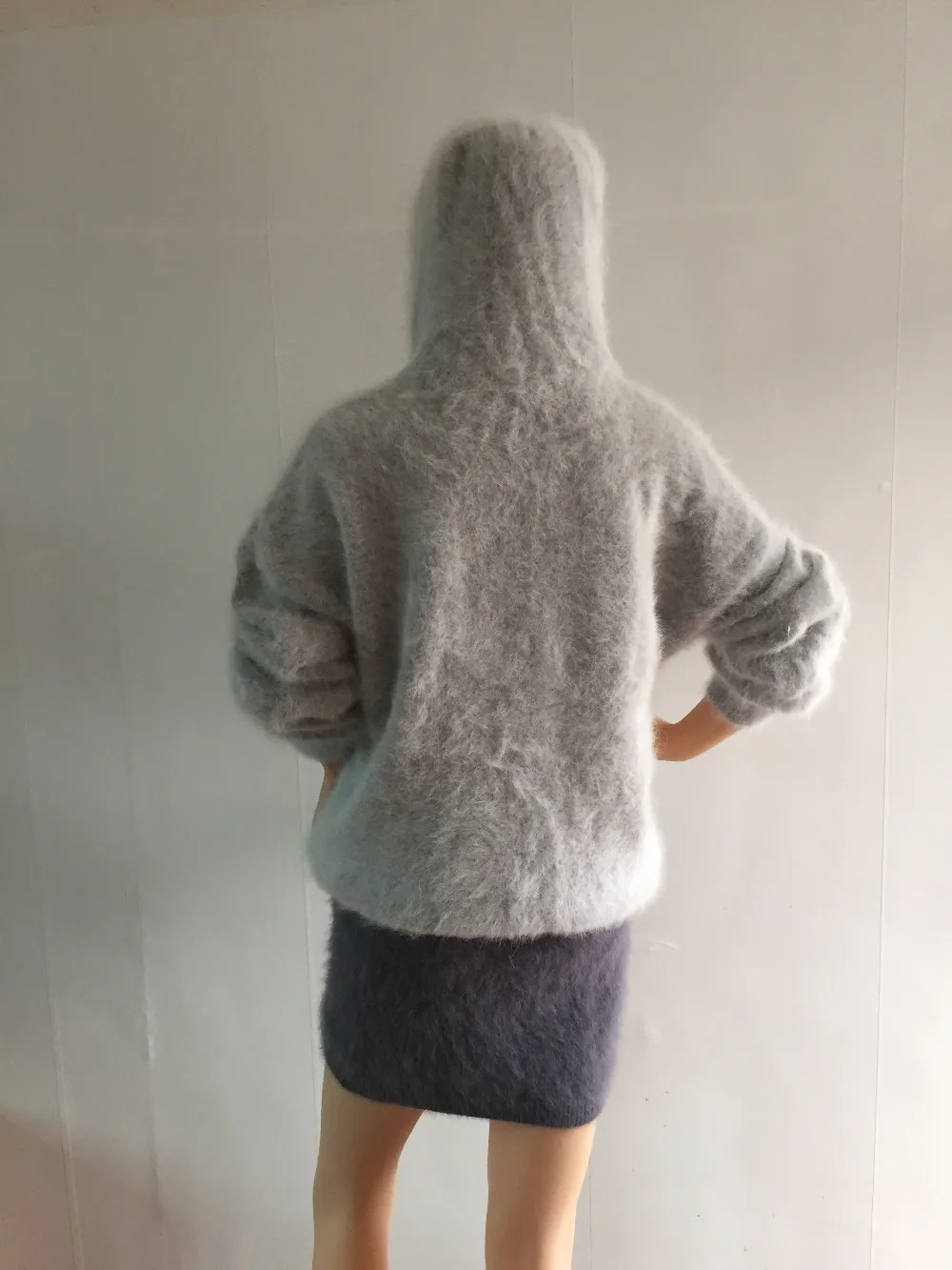 Женский кашемировый свитер из норки пуловер с капюшоном вязаный джемпер