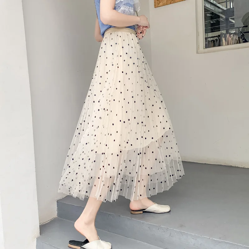 Женская Тюлевая юбка А силуэта с высокой талией длинная в горошек U SWEAR новое