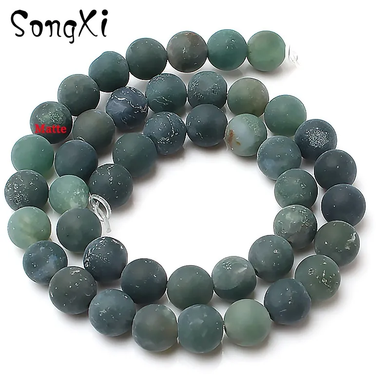 Круглые матовые и зеленые моховые агаты из натурального камня для изготовления