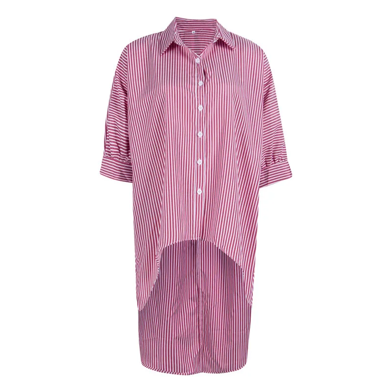 Casual Shirt Red Blue Black Striped Tops Fashion Women Ladies Half Sleeve Loose Blouse | Женская одежда