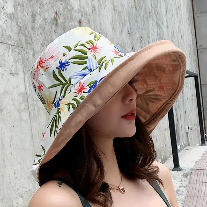 BINGYUANHAOXUAN, женская шляпа, шляпа от солнца, с принтом, Панама, двухсторонняя, носимая Кепка для бассейна для женщин, козырек, шляпа рыбака