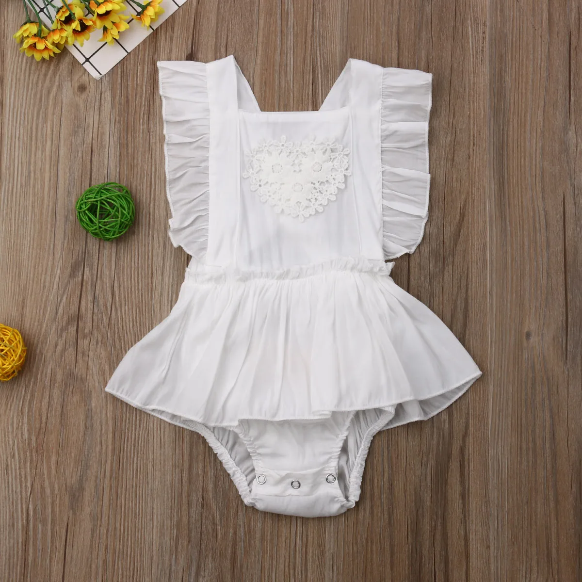 New Infant Baby Girl Ruffled Sleeves Romper Jumpsuit Outfits Summer Sunsuit Clothes |