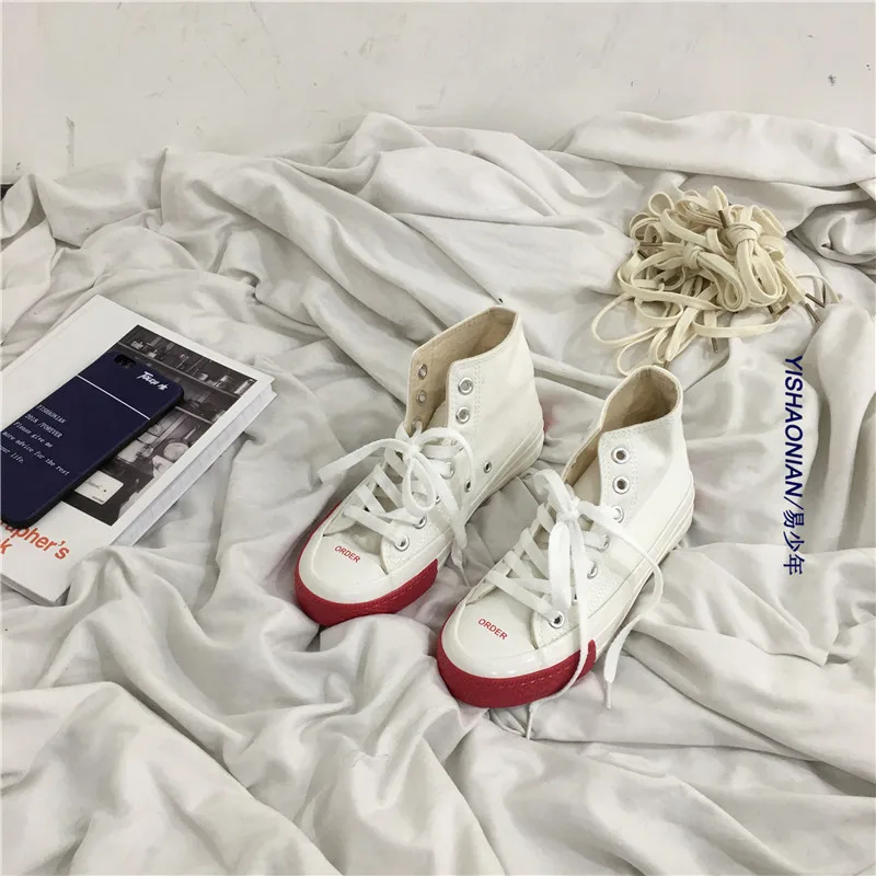 2019 spring and autumn new Korean high-top canvas shoes women wild retro Yamamoto style students white | Обувь