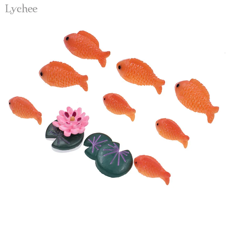 

Декоративные миниатюрные микроландшафтные украшения Lychee Life в виде красной рыбы, полимерные фигурки, украшение для дома