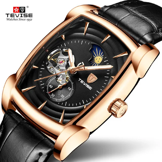 Роскошные брендовые автоматические мужские часы Tevise механические Tourbillon