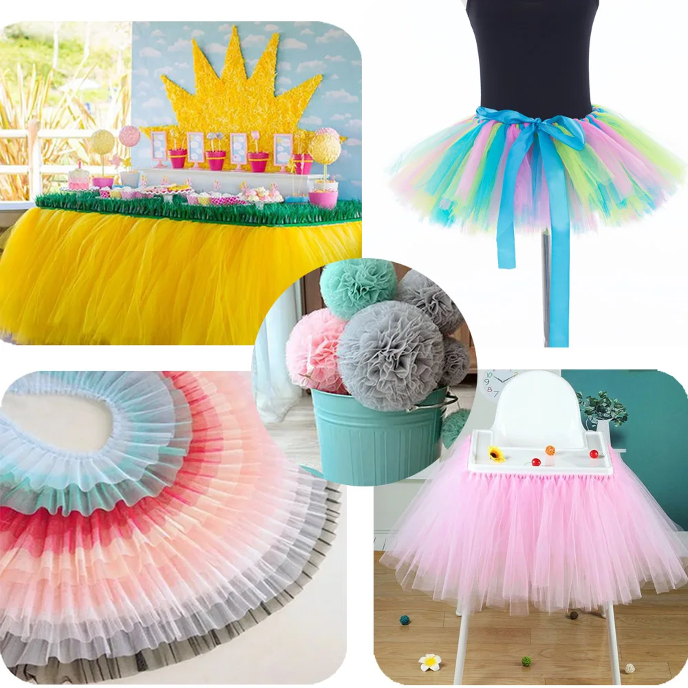 1 ролл суши DIY Красочные 6 дюймов 25 100 ярдов Тюль семья вечерние на день рождения Свадебная вечеринка юбка для стола Украшение вязальная пряжа с юбкой-пачкой в рулоне