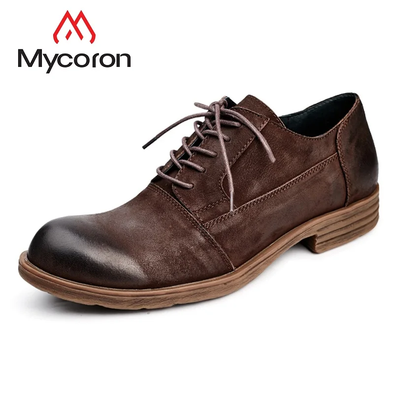 MYCORON Men Shoes 2018 New Fashion Vintage Style Leather Boots Casual Spring/Autumn Lace-Up Erkek Ayakkabi |
