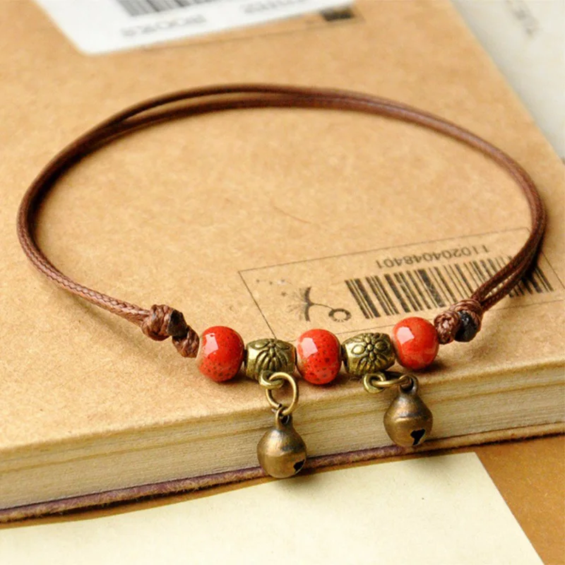 Женские браслеты с шармами керамические на запястье бусинами плетеные