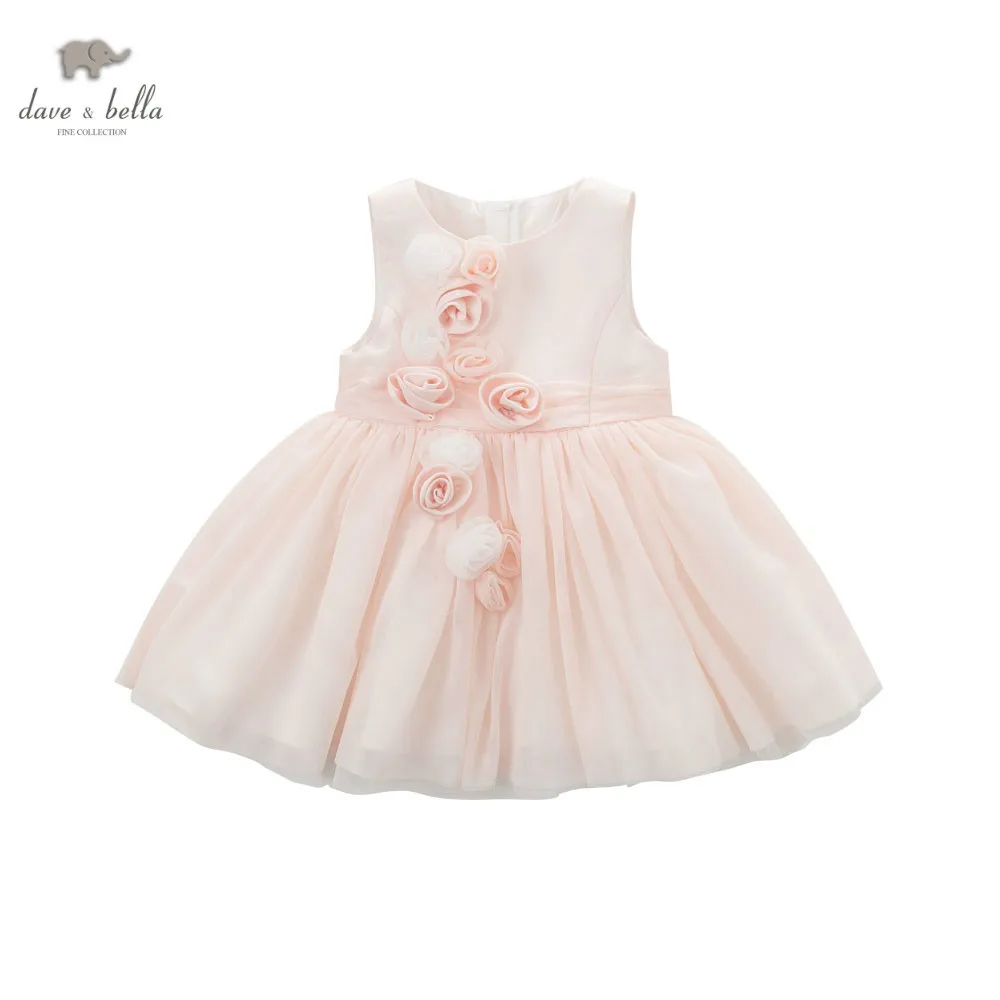 Dave bella/летнее платье принцессы для маленьких девочек детское с цветами свадебное