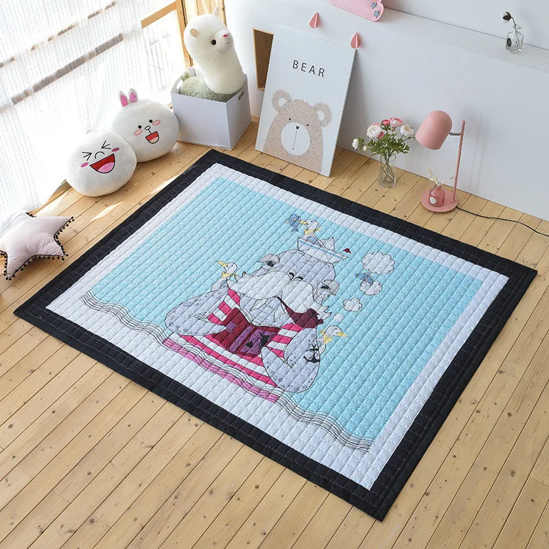 Мультяшный игровой коврик 150*200 см, большой ковер, противоскользящий ковер для детской комнаты, прямоугольный коврик из хлопка, напольный коврик с пандой, напольный коврик с кроликом