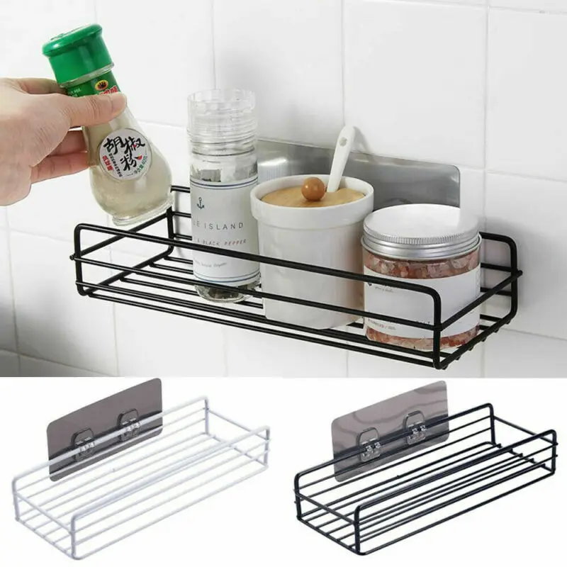2019 New White Black Stainless Steel Shower Caddy Bathroom Wall Storage Rack Shelf Organiser Basket | Дом и сад