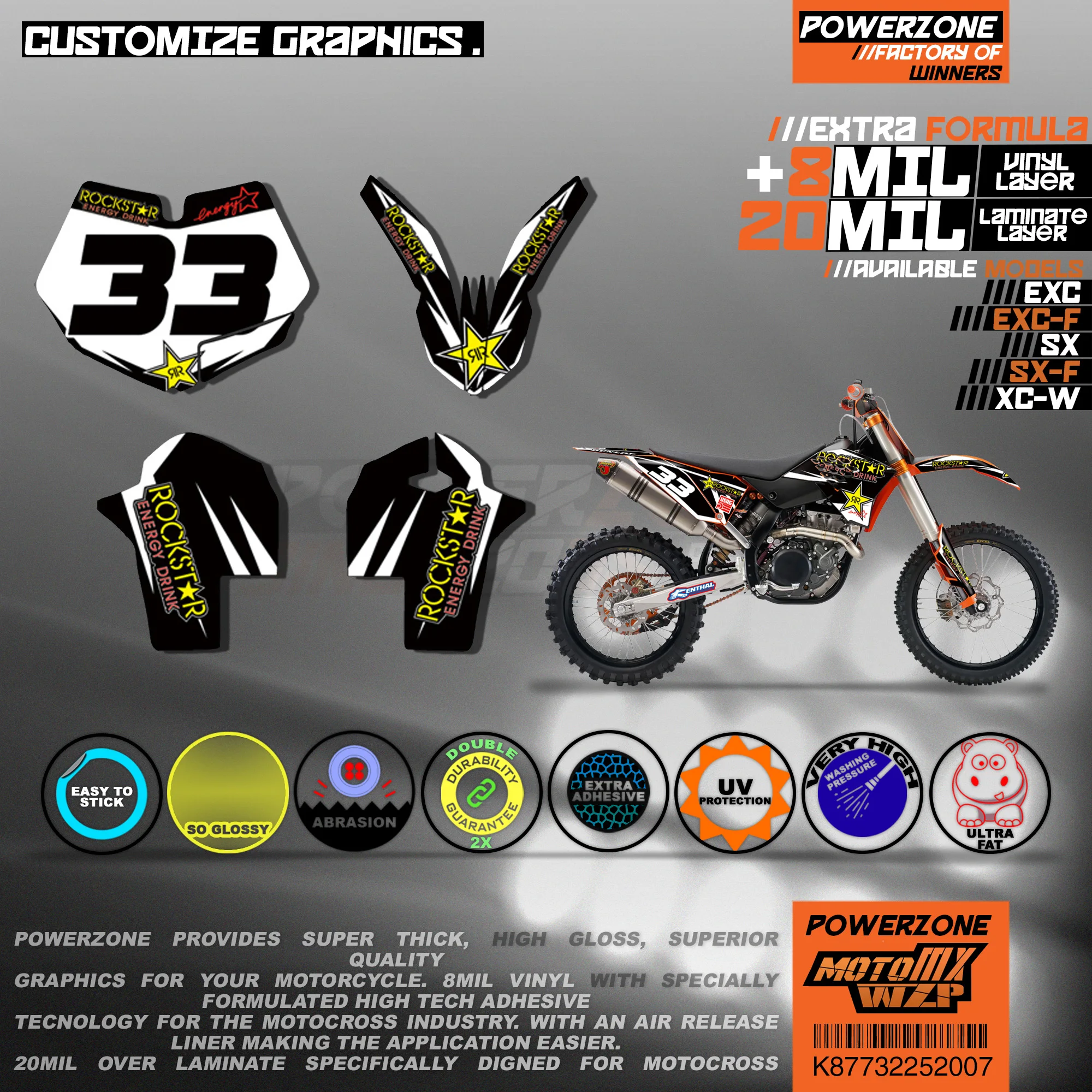 Персонализированные графические фоны PowerZone Team наклейки 3M Набор наклеек для KTM SX SXF