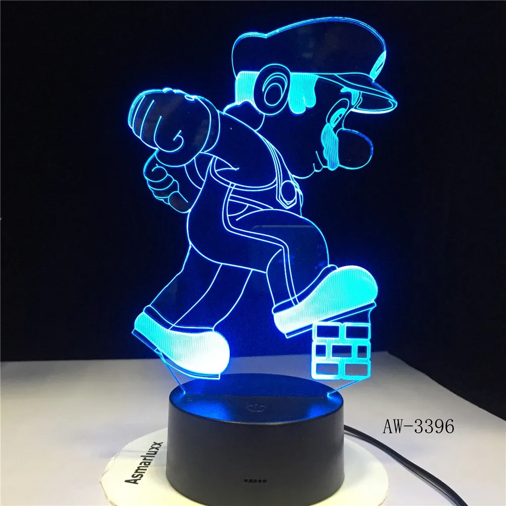 3D Светодиодная лампа в виде Марио USB мультяшная игра Супер акриловая новинка