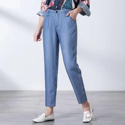 Makuluya Women's High Quality Tencel Denim Cotton Ankle-Length Harem Pants All-Match Casual Vintage Retro cozy High Street L6